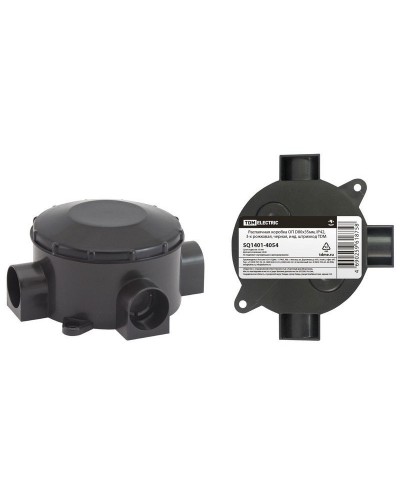 Распаячная коробка ОП D80х35мм, IP42, 3-х рожковая, черная TDM (SQ1401-4054). Распаячная коробка ОП. TDM ЕLECTRIC в Тамбове