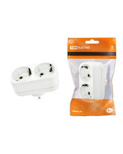 Блок на 2 гнезда 2П+З плоский 16А 250B TDM (SQ1806-0026). Розетка. TDM ЕLECTRIC в Тамбове