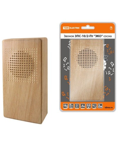 ЗПС-10/2-Пт ЭКО сосна, птичка, без кнопки, AC 230V (SQ1901-0026). Звонок проводной. TDM ЕLECTRIC в Тамбове