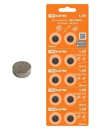 AG1/LR621 Alkaline 1,5V BP-10 TDM (SQ1702-0045). Элемент питания. TDM ЕLECTRIC в Тамбове