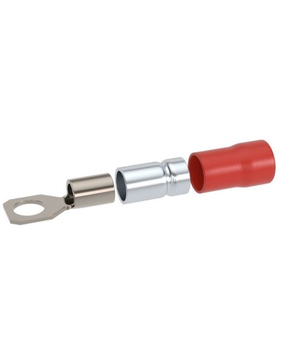 Наконечник НКИ 0,25-1,5 М6 (D6,4мм) с отверстием под винт (100 шт) (2A6P-DS-PVC). Наконечник с отверстием под винт и изолированным фланцем ПВХ, двойная гильза. ДКС в Тамбове