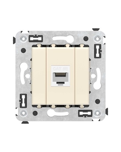 Розетка RJ-45 в стену, кат.5E, Avanti, одинарная, ванильная дымка (4405663). Розетка компьютерная. ДКС в Тамбове