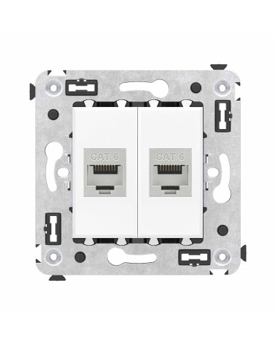 Розетка RJ-45 в стену, кат.6E, Avanti, двойная, белое облако (4400794). Розетка компьютерная модульная. ДКС в Тамбове
