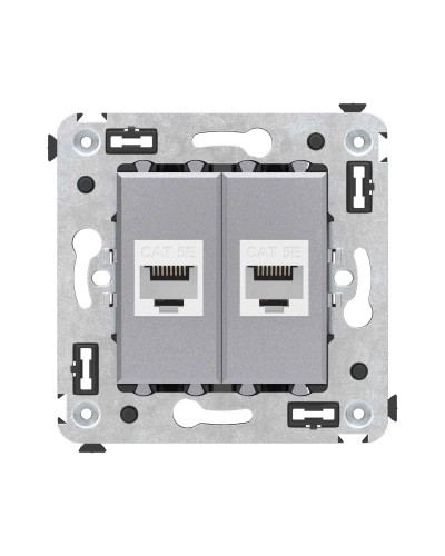Розетка RJ-45 в стену, кат.5E, Avanti, двойная, закаленная сталь (4404664). Розетка компьютерная. ДКС в Тамбове