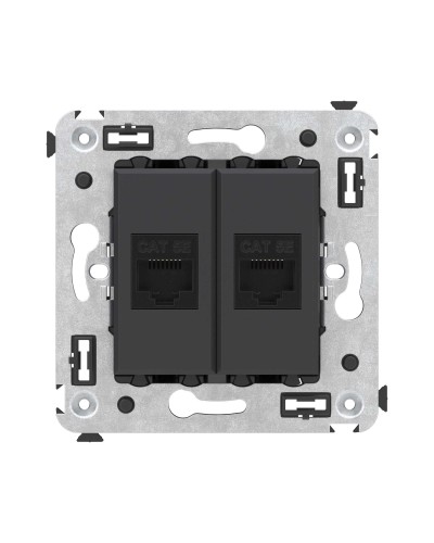 Розетка RJ-45 в стену, кат.5E, Avanti, двойная, черный матовый (4412664). Розетка компьютерная. ДКС в Тамбове