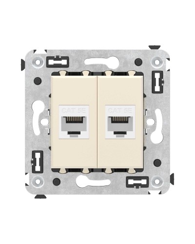 Розетка RJ-45 в стену, кат.5E, Avanti, двойная, ванильная дымка (4405664). Розетка компьютерная. ДКС в Тамбове