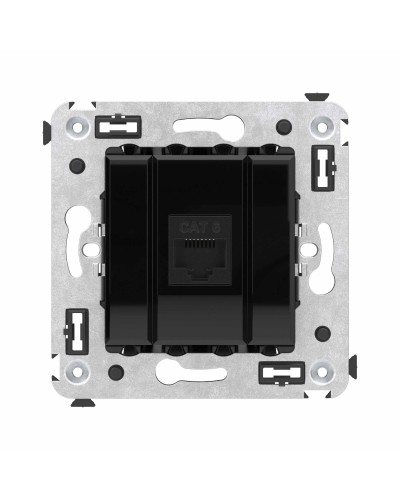Розетка RJ-45 в стену, кат.6E, Avanti, одинарная, черный квадрат (4402693). Розетка компьютерная. ДКС в Тамбове