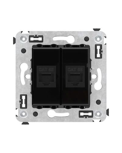 Розетка RJ-45 в стену, кат.5E, Avanti, двойная, черный квадрат (4402664). Розетка компьютерная. ДКС в Тамбове