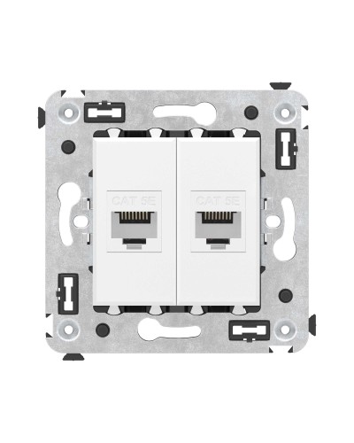 Розетка RJ-45 в стену, кат.5E, Avanti, двойная, белое облако (4400664). Розетка компьютерная. ДКС в Тамбове