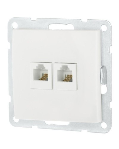 Розетка телефонная двойная 2xRJ-12 с накладкой, белый LK60 (865604-1). Розетка телефонная. Экопласт в Тамбове