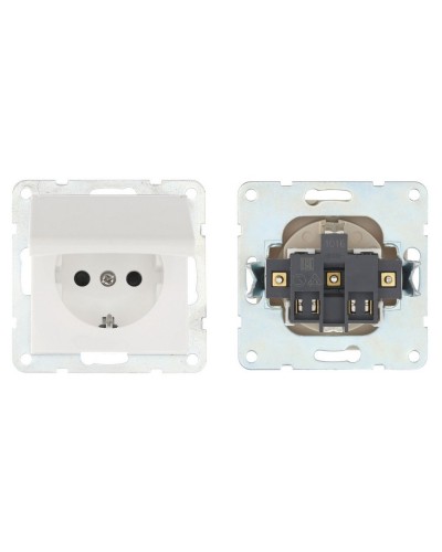 Розетка с з/к, шторками и крышкой, белый LK80 (843404-1). Розетка. Экопласт в Тамбове