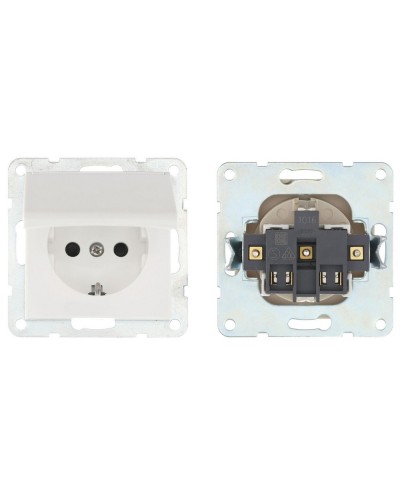 Розетка с з/к, шторками и крышкой, белый LK60 (863404-1). Розетка. Экопласт в Тамбове