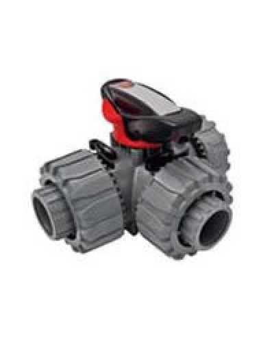 Ecoplast Кран шаровой трехходовой ПВХ D25 (уплотнение TPV, остальное EPDM) с муфтовым окончанием (49448). Кран шаровой, с муфтовым окончанием. Экопласт в Тамбове