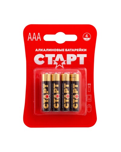 СТАРТ LR03-BL4 (1,5 В, AAA, LR03), упак. 4 шт. БЛИСТЕР. Алкалиновые батарейки. СТАРТ в Тамбове