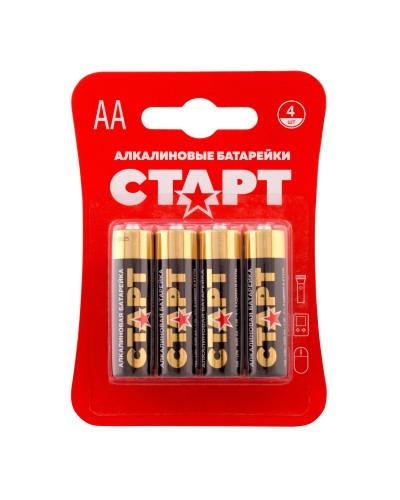СТАРТ LR6-BL4 (1,5 В, AA, LR6), упак. 4 шт. БЛИСТЕР. Алкалиновые батарейки. СТАРТ в Тамбове